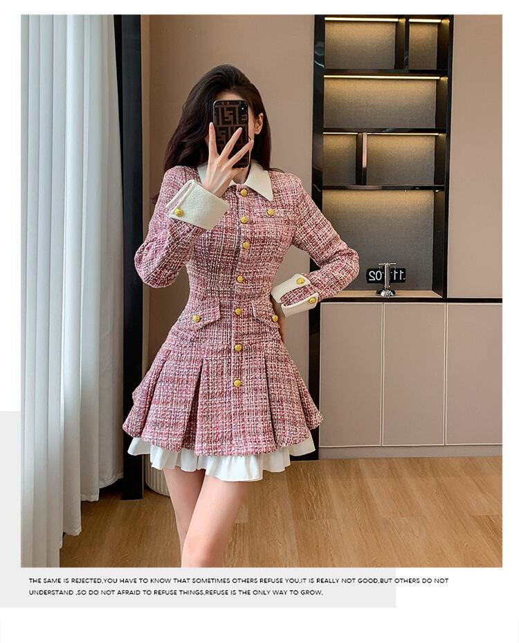 【dress】ツイードドッキングワンピース　M18135