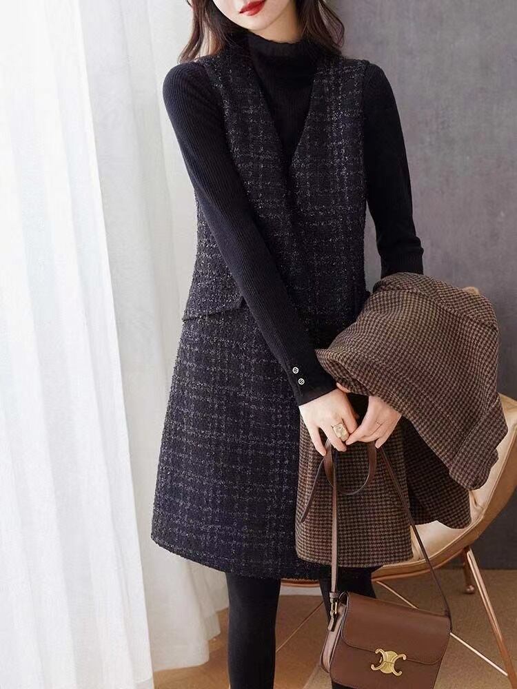 【dress】ノースリーブツイートワンピース　N2816
