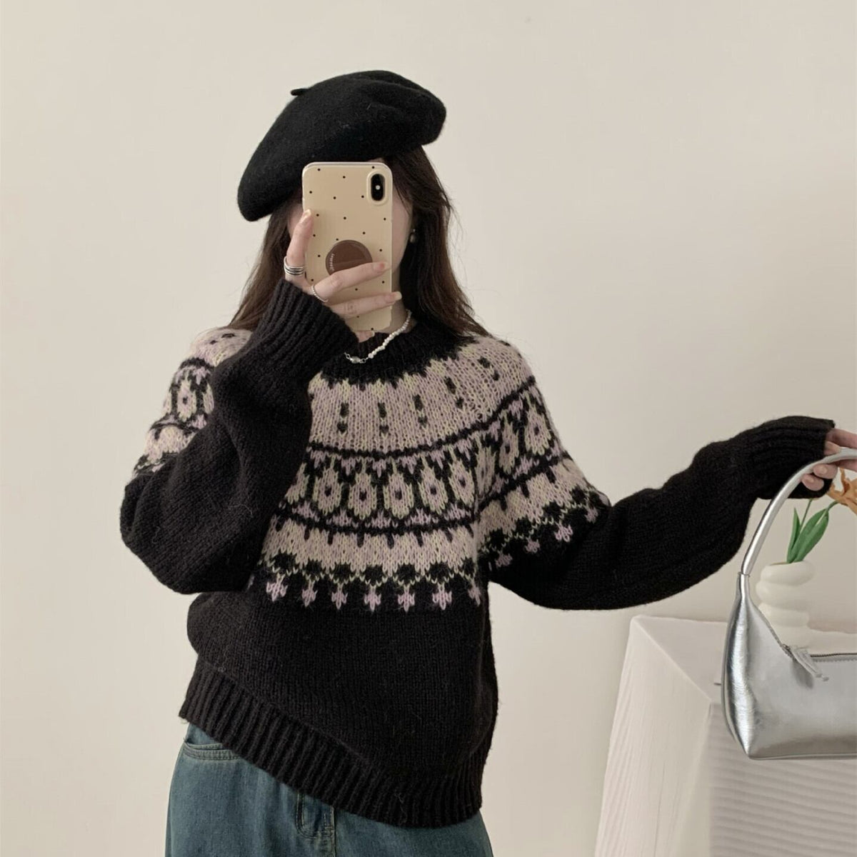 【tops】クルーネックニットセーター　M27133