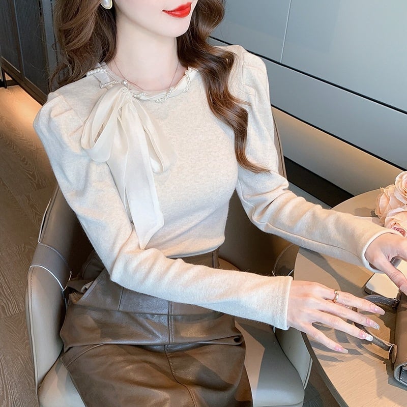 【tops】パールニットトップス　M27567