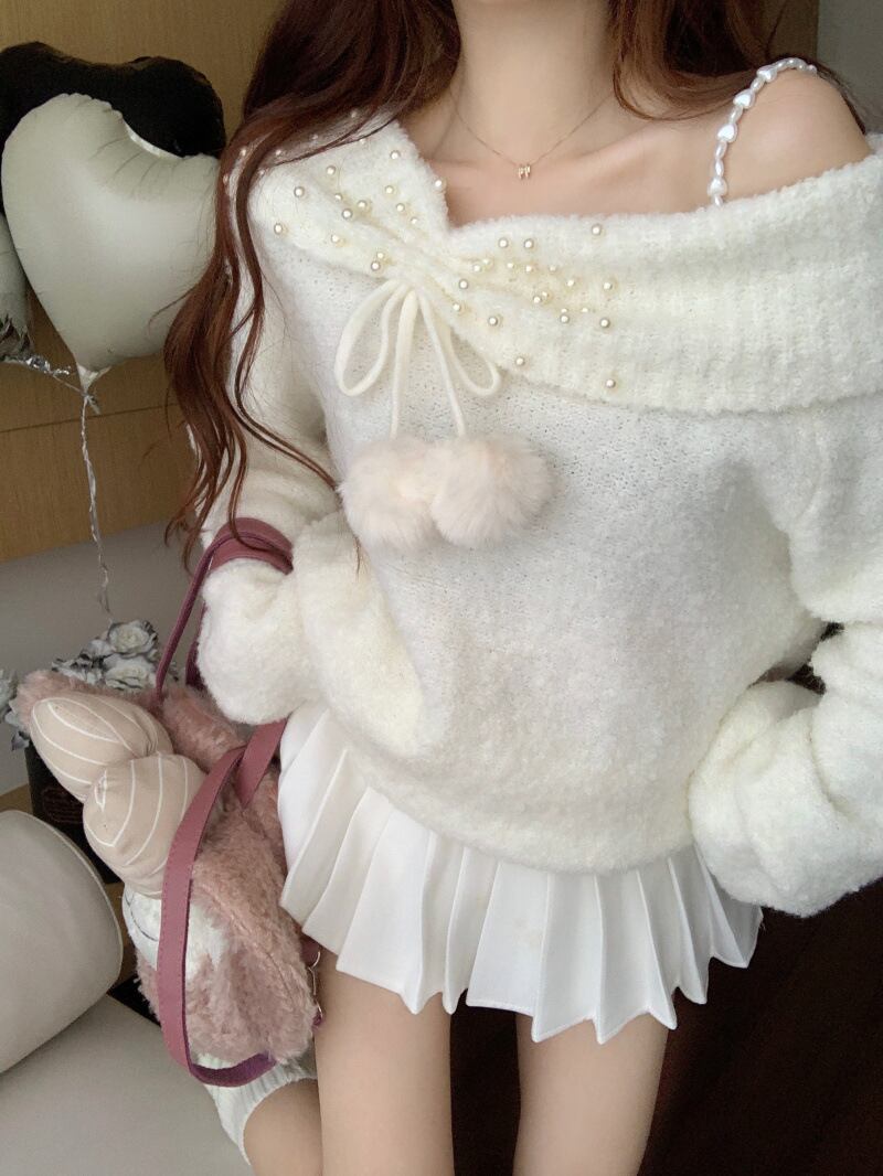 【tops】パールニットセーター　M27064