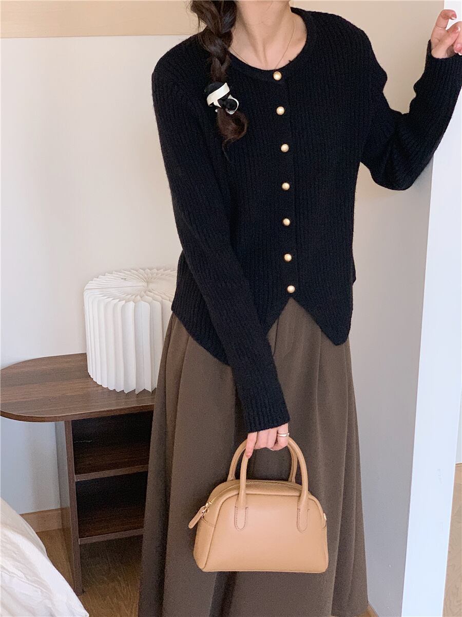 【outer】クルーネックニットカーデ　M18884