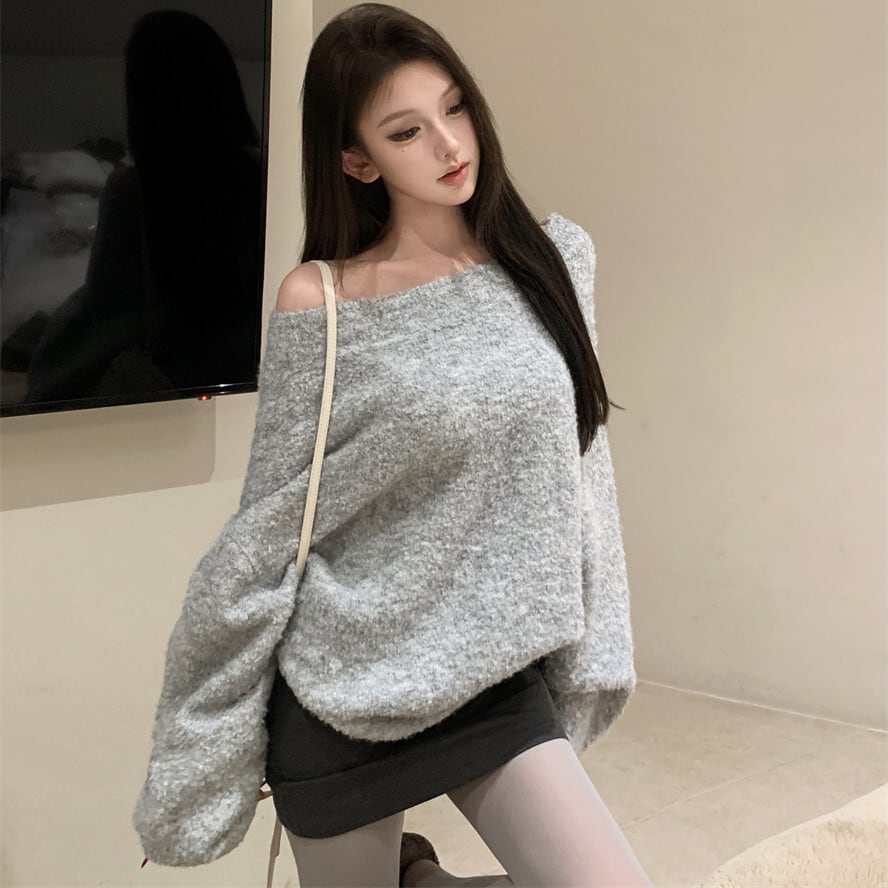 【tops】オフショルダーニットセーター　M28417
