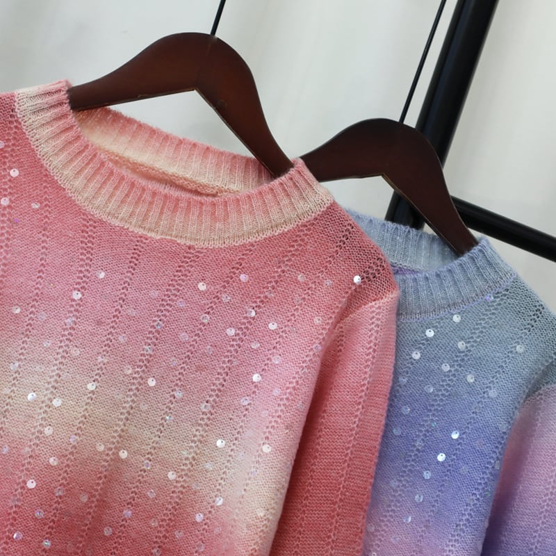 【tops】スパンコールニットセーター　M25739