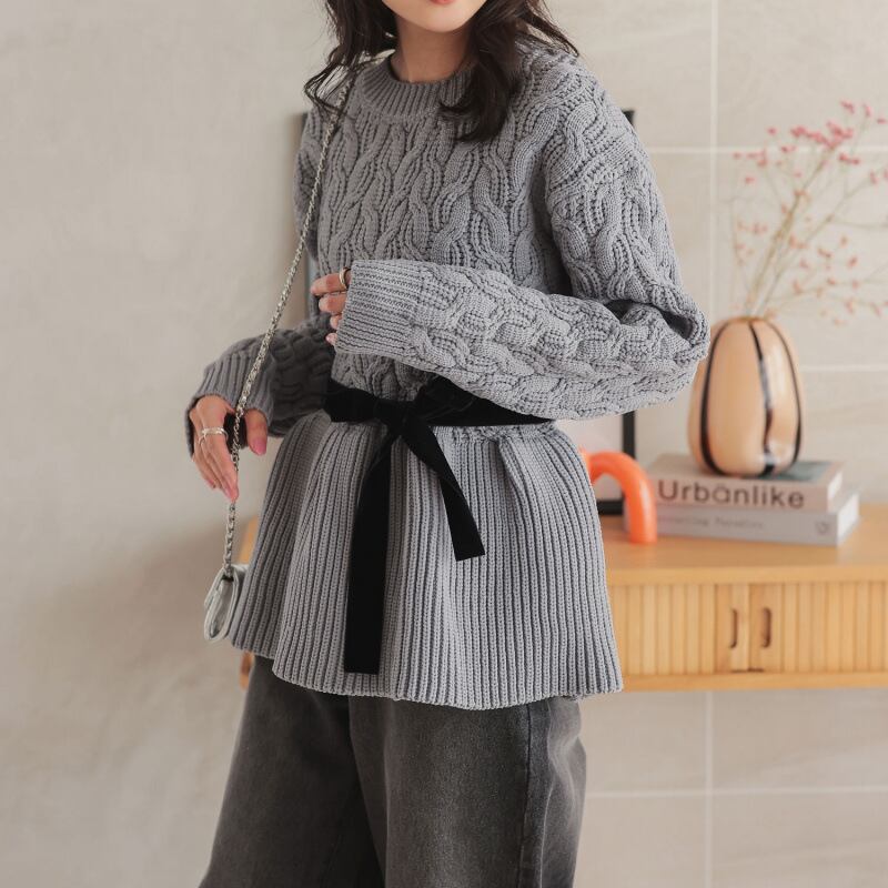 【tops】ペプラムニットセーター　M28783