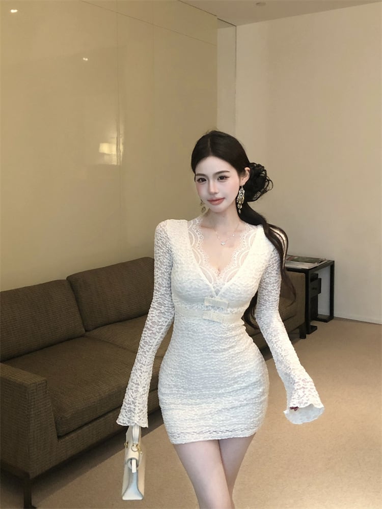 【dress】Vネックレースワンピース　M28884