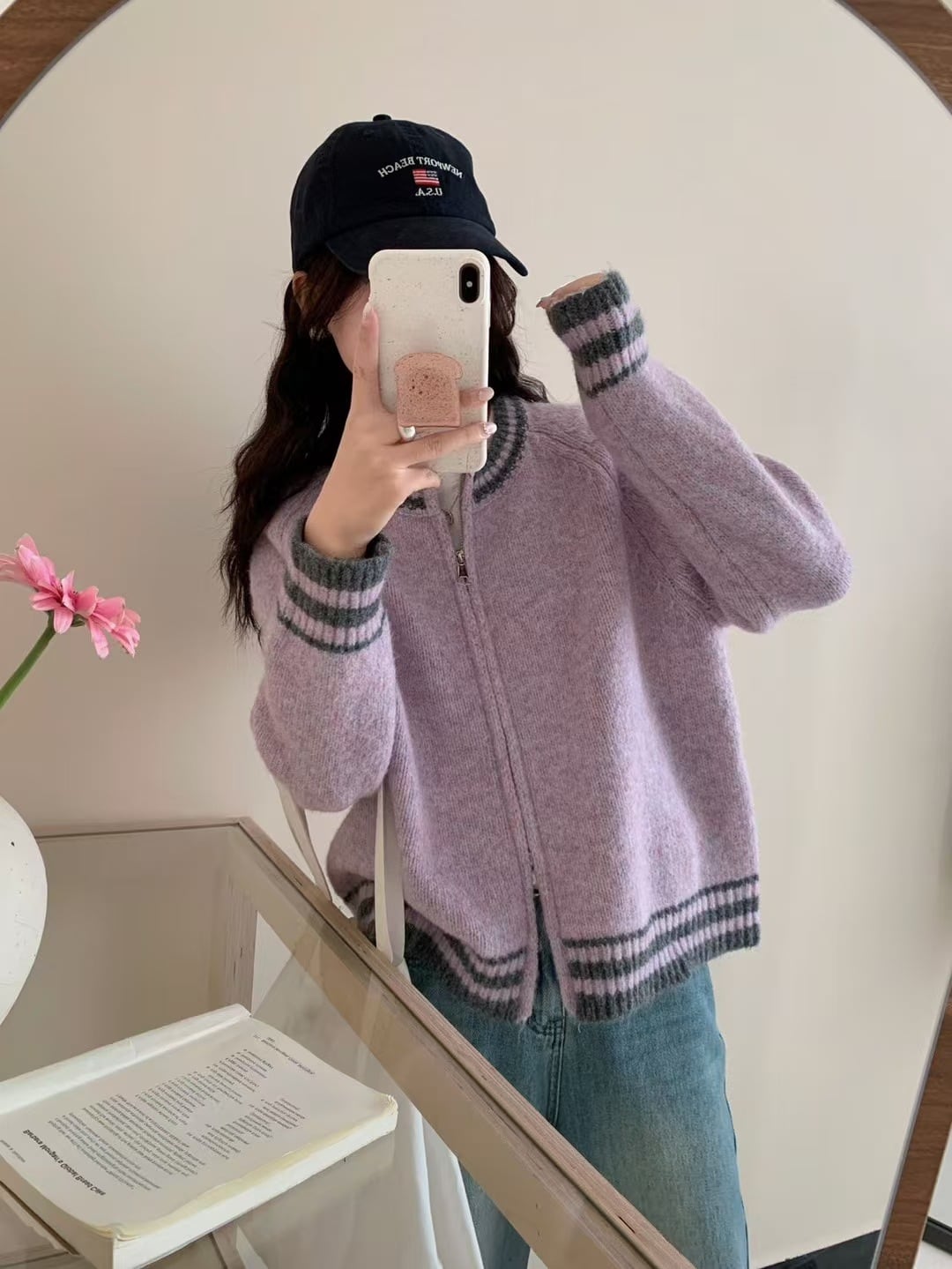 【outer】ファスナーニットカーデ　M28558