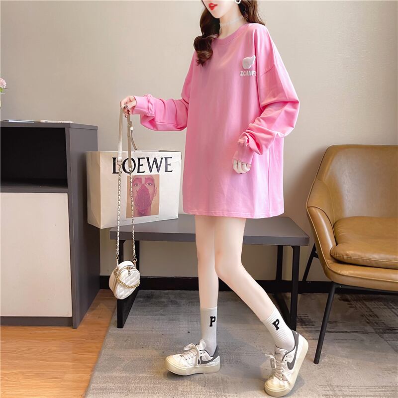 【tops】必ず目を引くラウンドネック長袖英字柄配色ゆったり着回しパーカーF0761