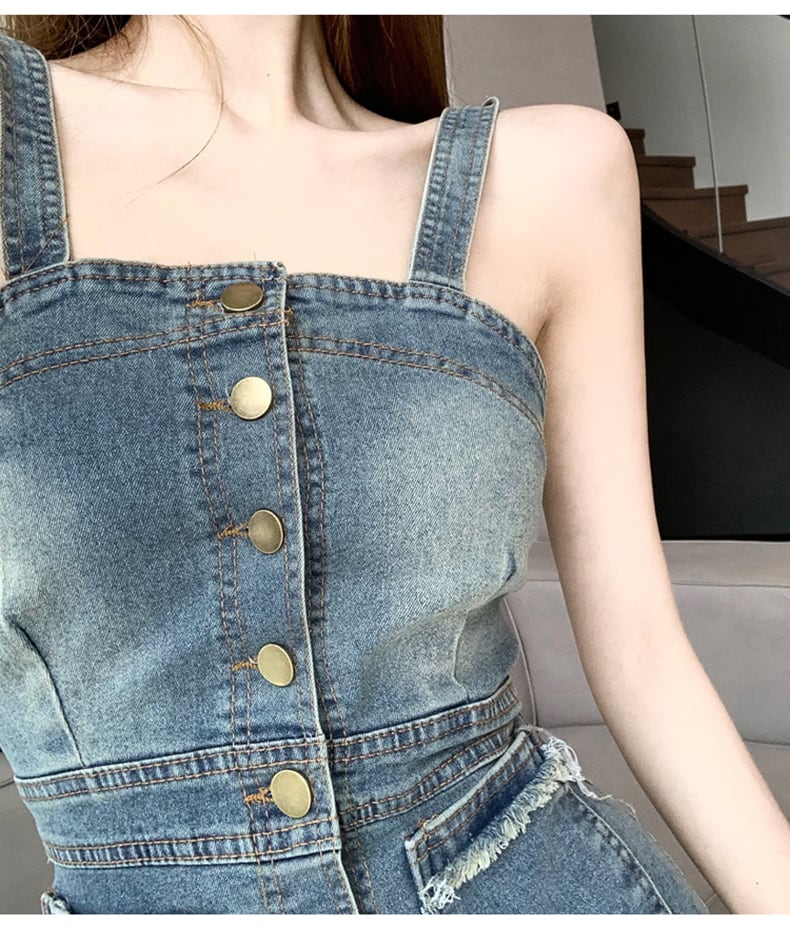 【dress】デニムサロペットワンピース　M24636