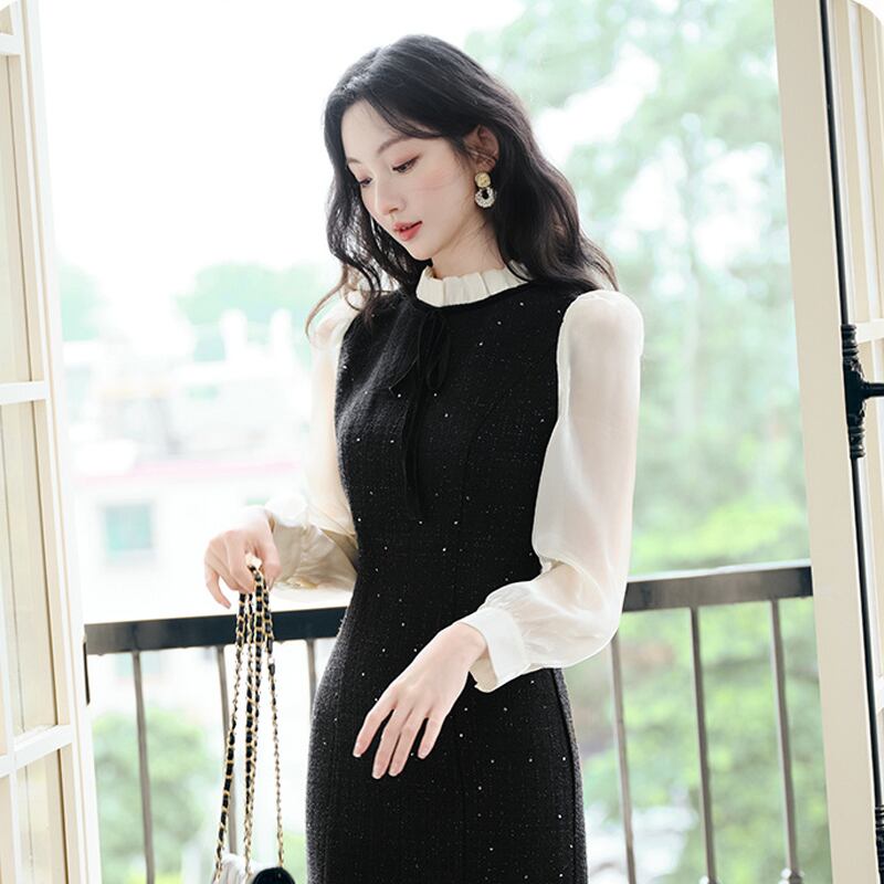 【dress】シアースリーブマーメイドワンピース Q7044