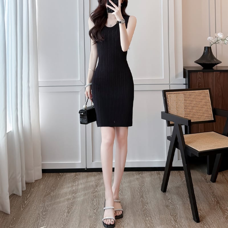 【dress】ノースリーブニットワンピース Q8488