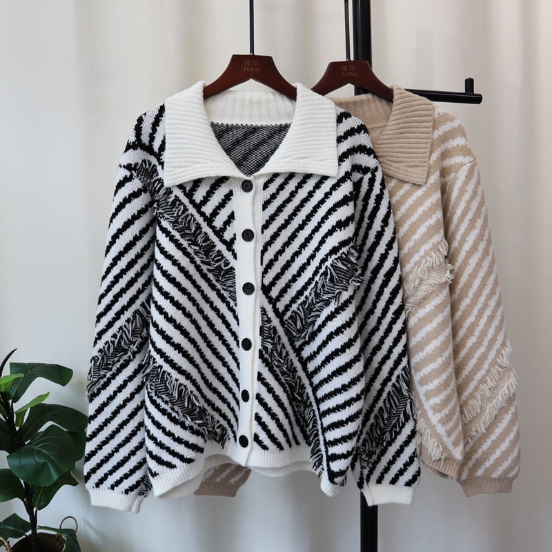 【outer】POLOネックニットカーデ　M26118