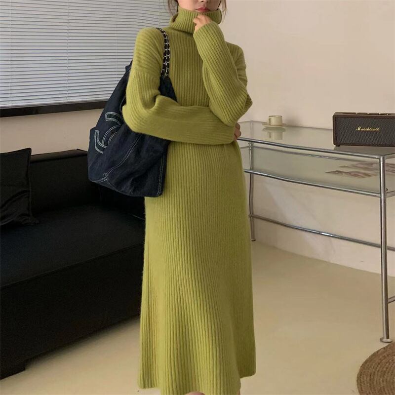 【dress】無地ニットワンピース　M19129