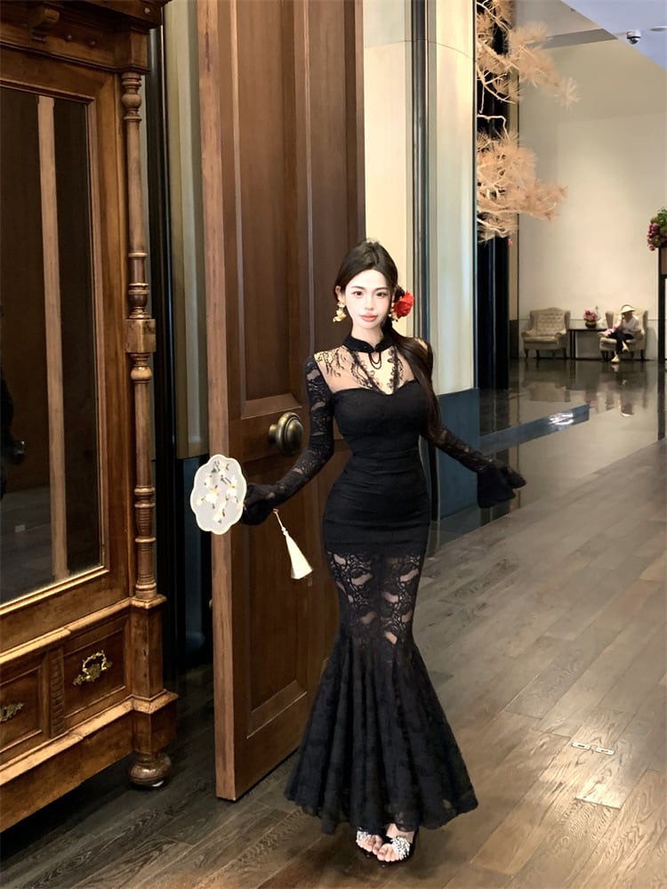 【dress】マーメイドレースデートワンピース　M28372
