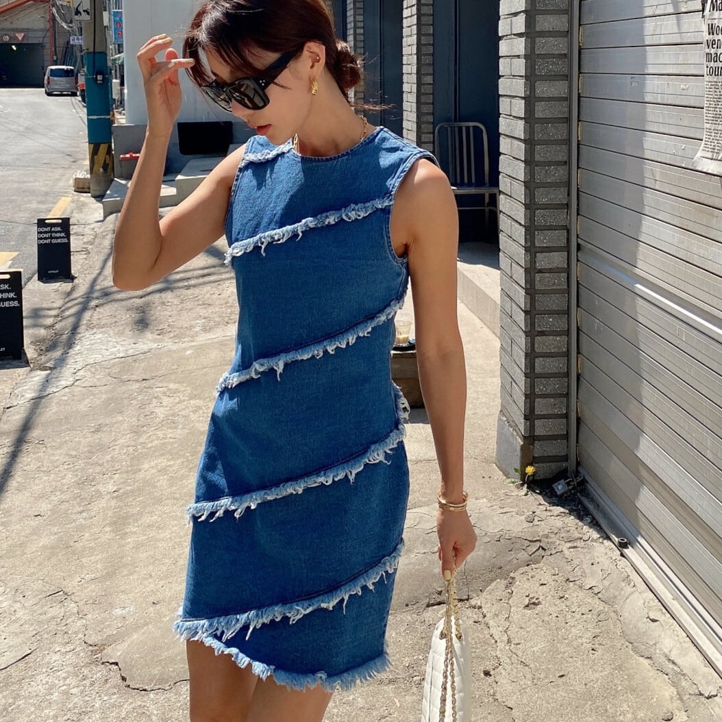 【dress】ノースリーブデニムワンピース　M23984