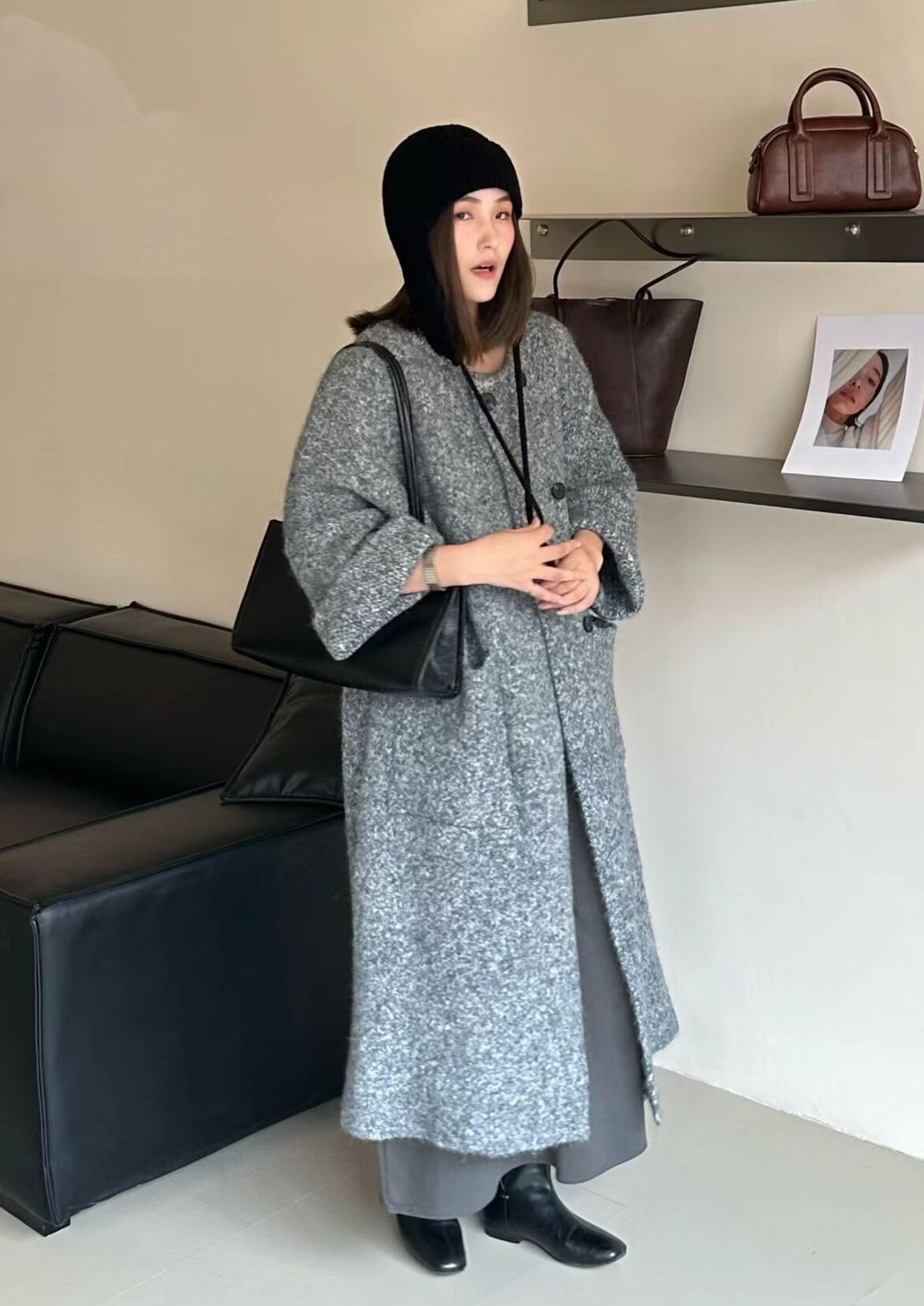 【outer】ロングニットカーディガン Q7388