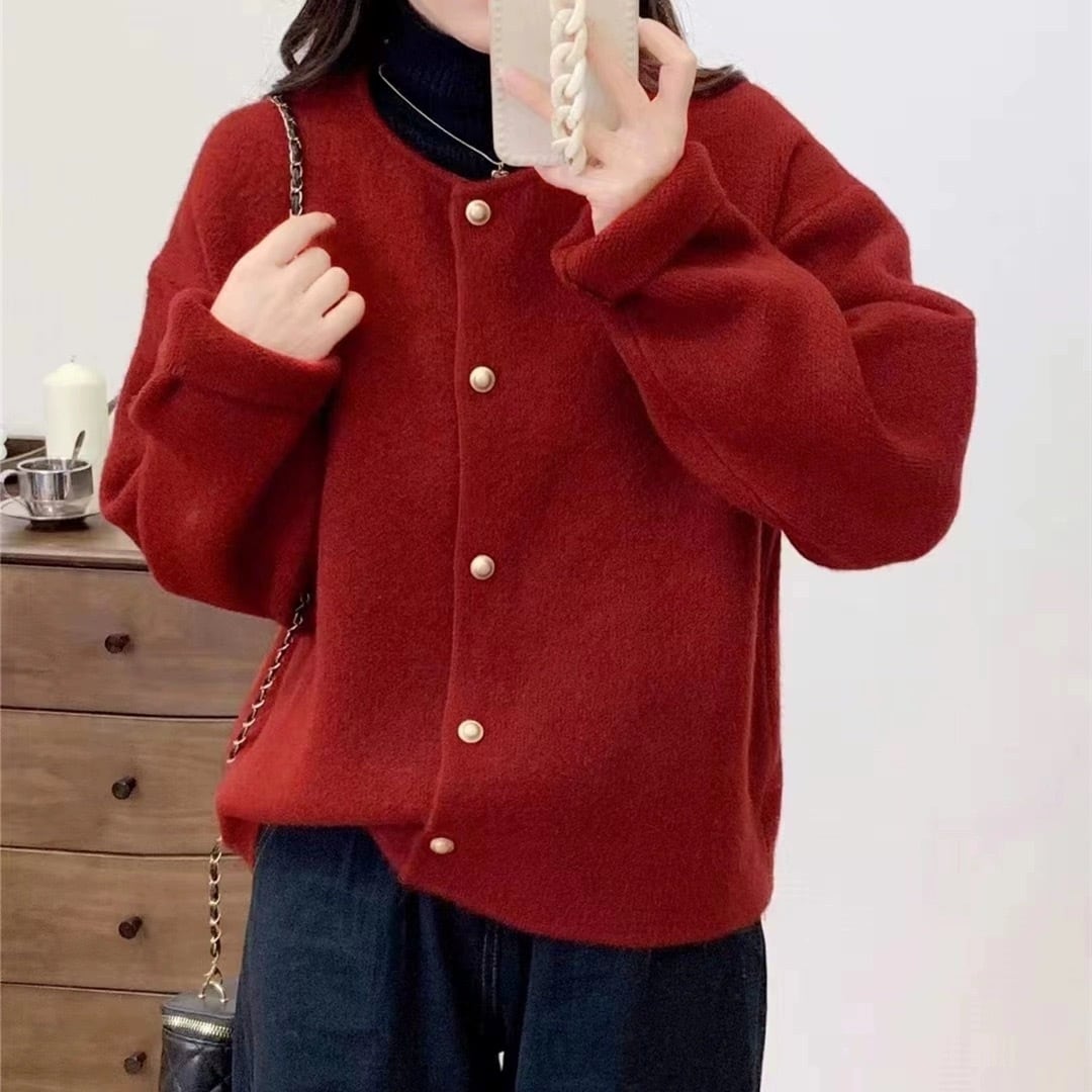 【outer】クルーネックニットカーデ　M25943