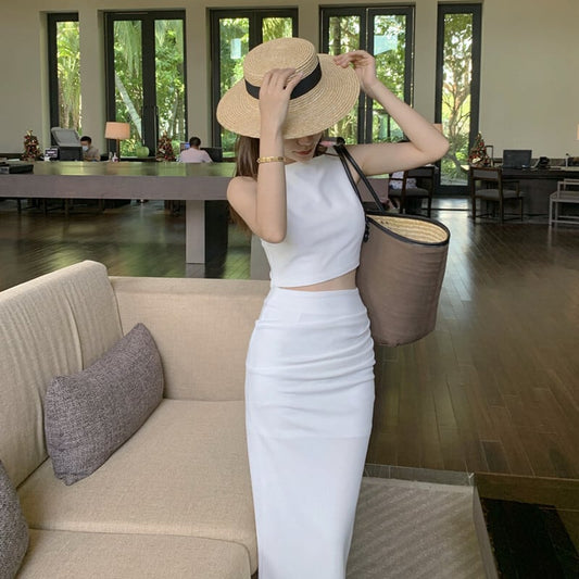 【set】おしゃれ無地トップス+スカート気質満点２点セット G0710