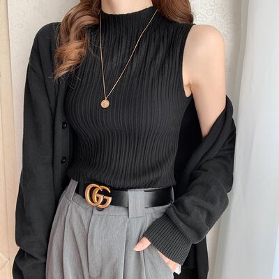 【tops】選べる7色！夏新作ノースリーブ無地着回し着やせ薄手ニットタンクトップF2193