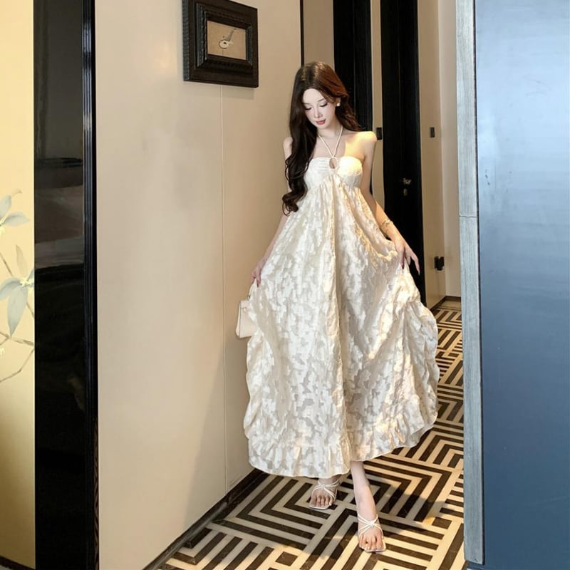 【dress】ホルターネックロングワンピース Q8184