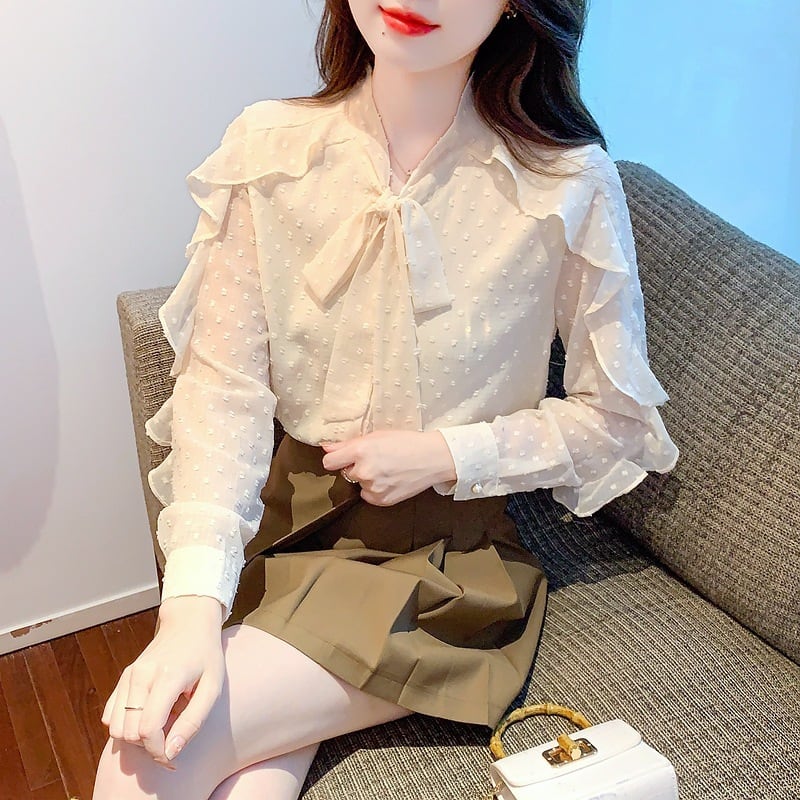 【tops】フリルシャツトップス　M25730