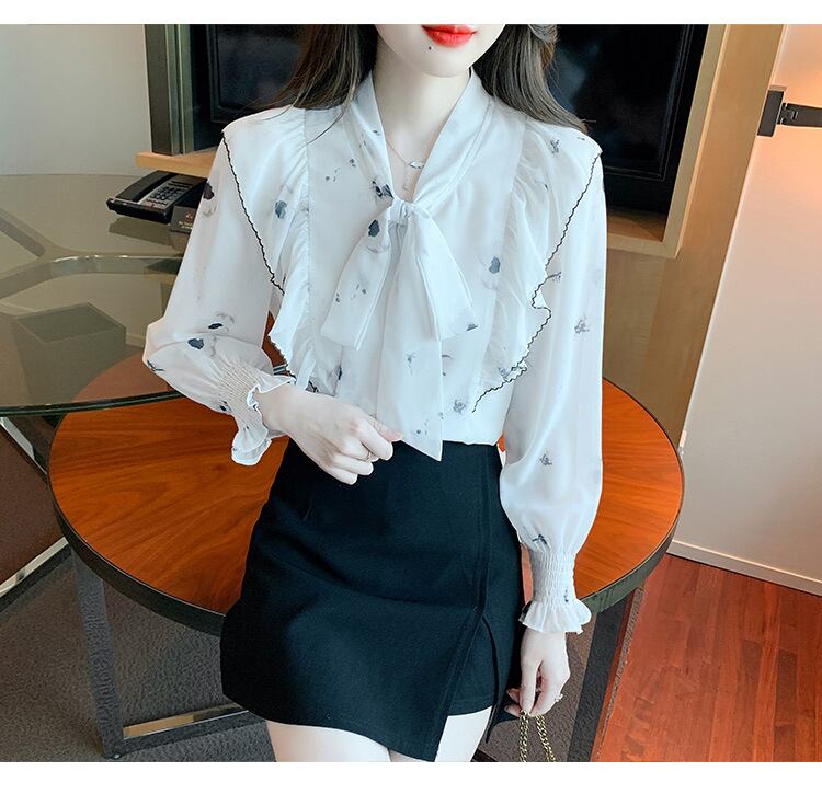 【tops】リボン付きシャツトップス　M18477