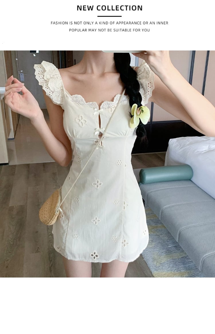 【dress】レース切り替えワンピース　M25156