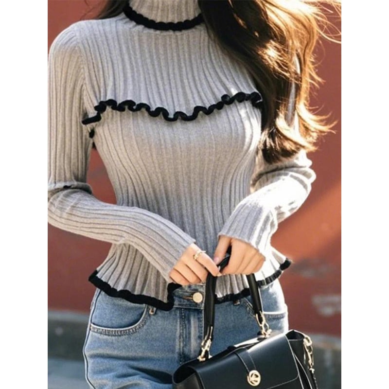 【tops】フリルニットセーター　M29106