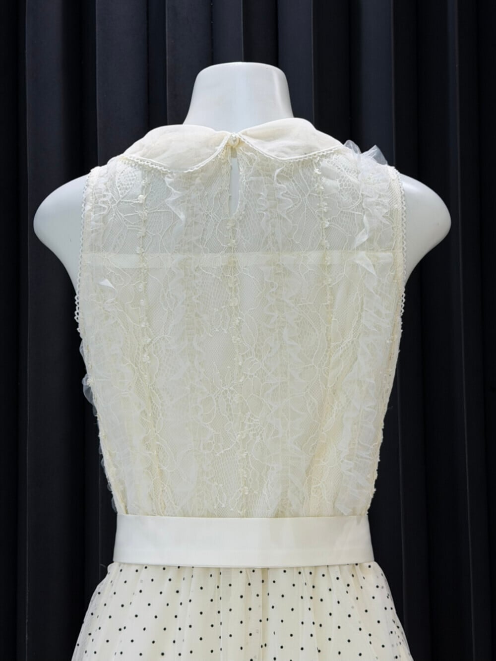 【dress】レースドッキングドットロングワンピース　N3541