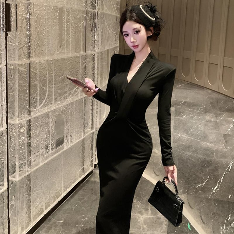 【dress】タイトロングワンピース Q7758