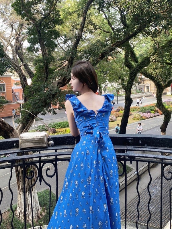 【dress】Vネック花柄海旅行ワンピース G21519