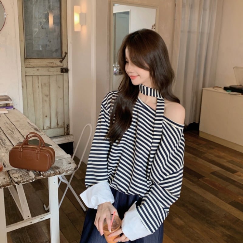 【tops】切り替え長袖Tシャツ　M29576