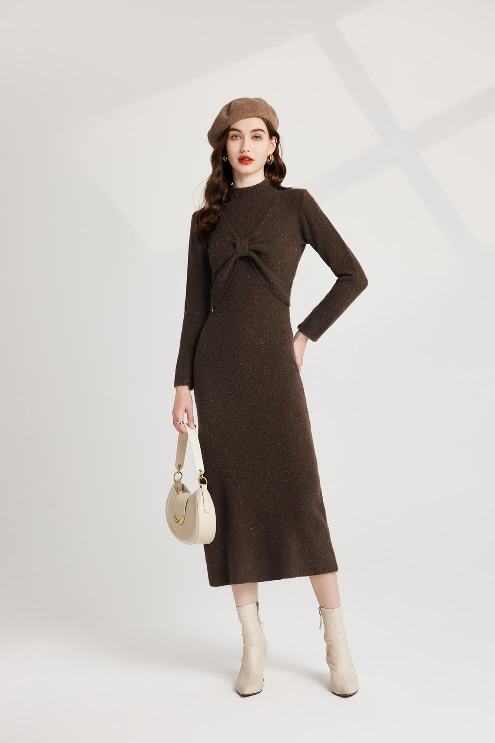 【dress】リボンニットトップス×ベストワンピースセット　M26251