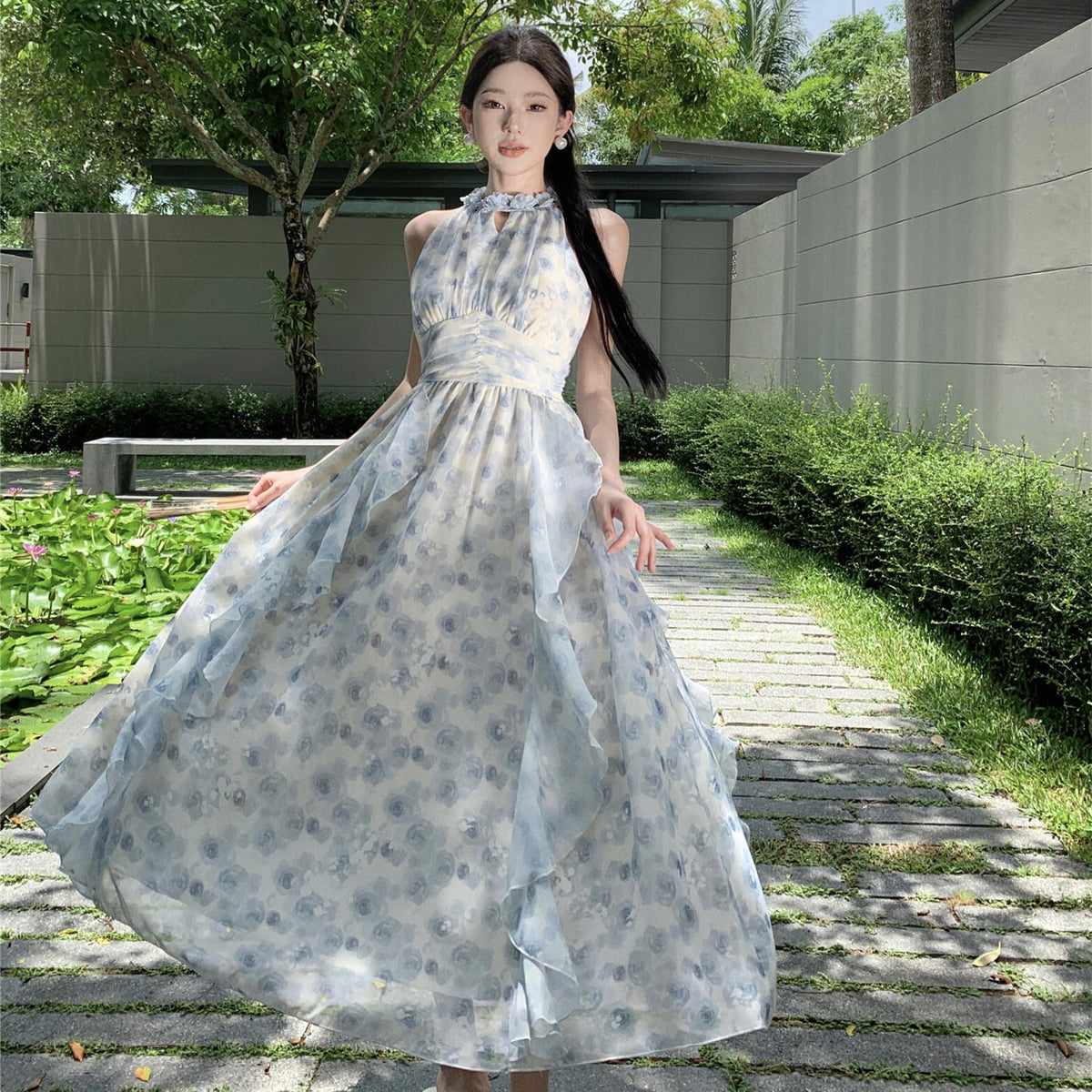 【dress】ホルターネック花柄ワンピース　M24549