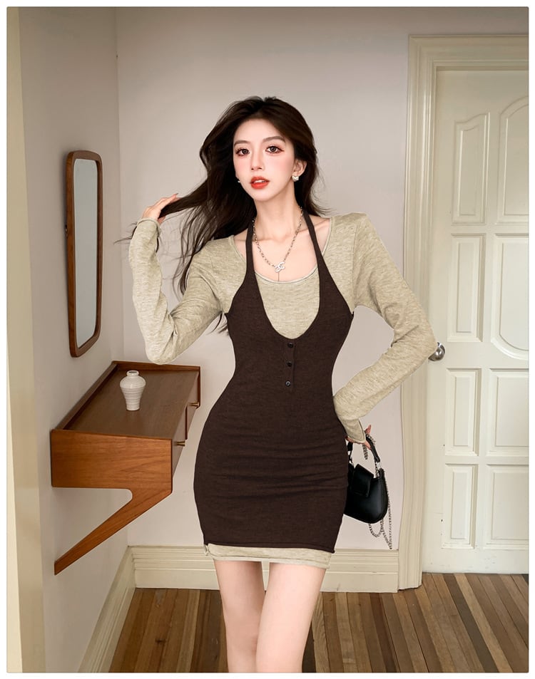 【dress】切り替え配色ワンピース　M29558