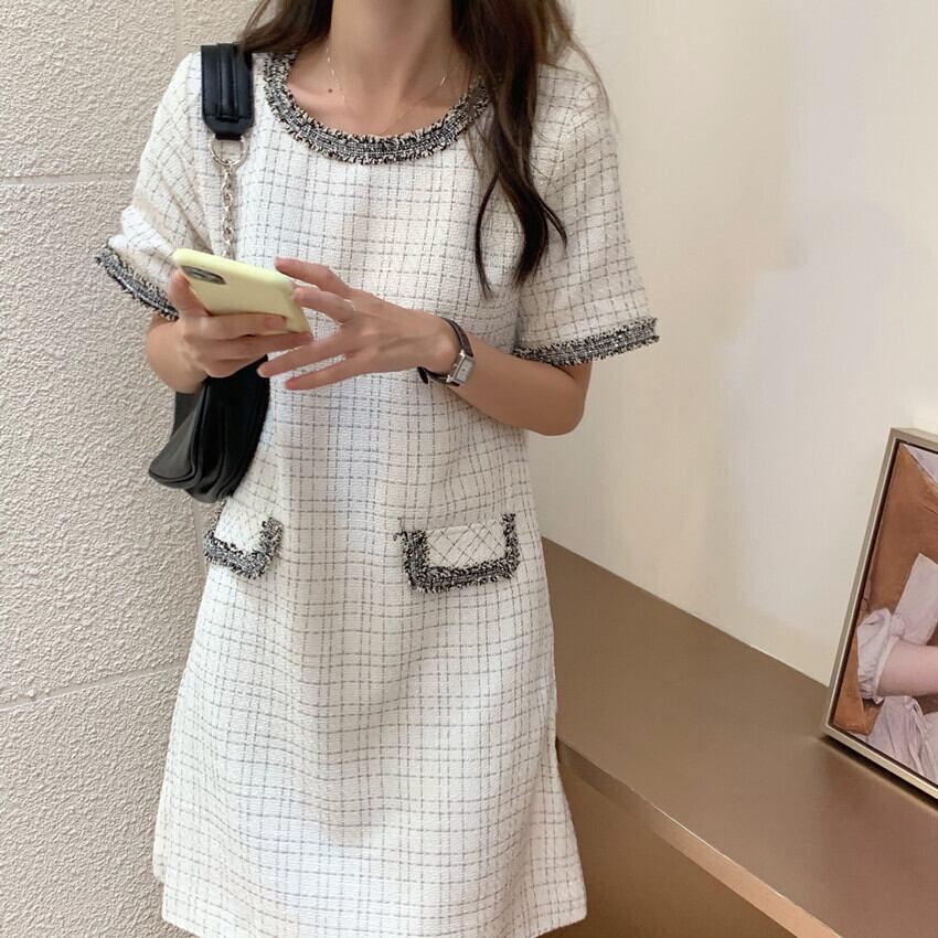 【dress】シンプル好感度UP!気質満点ラウンドネック エレガントファッションワンピース G0328