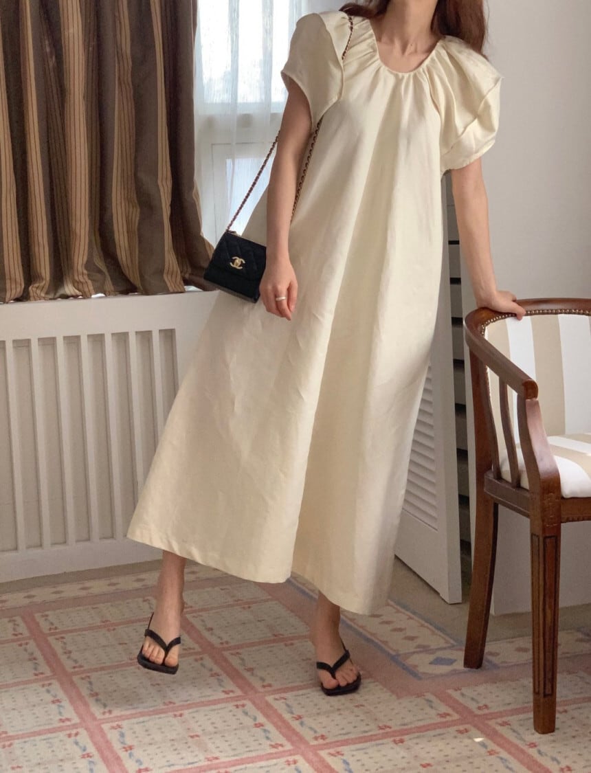 【dress】パフスリーブワンピース　M24627