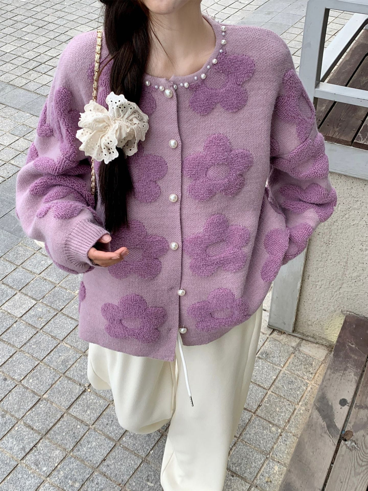 【outer】クルーネックニットカーデ　M27076