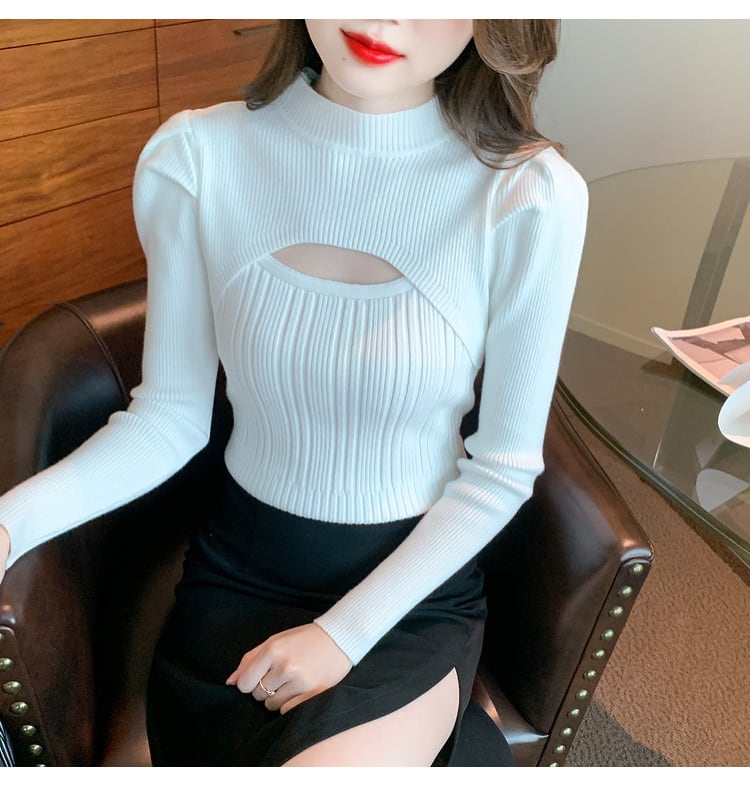 【tops】カットワークニットトップス　M26209
