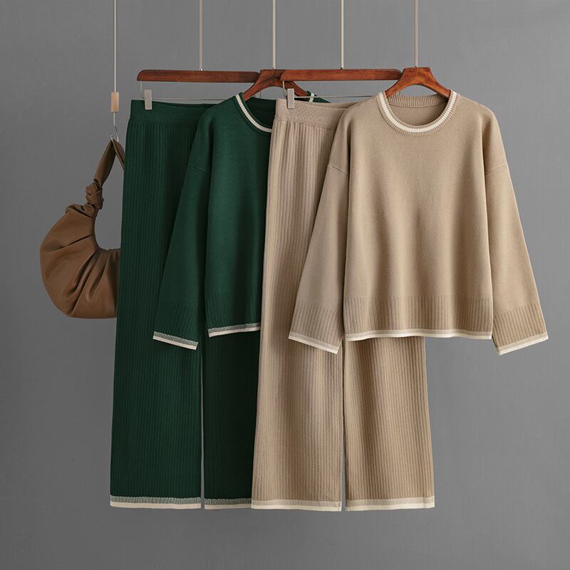 【set】ニットセーター×ワイドパンツセット　M28711