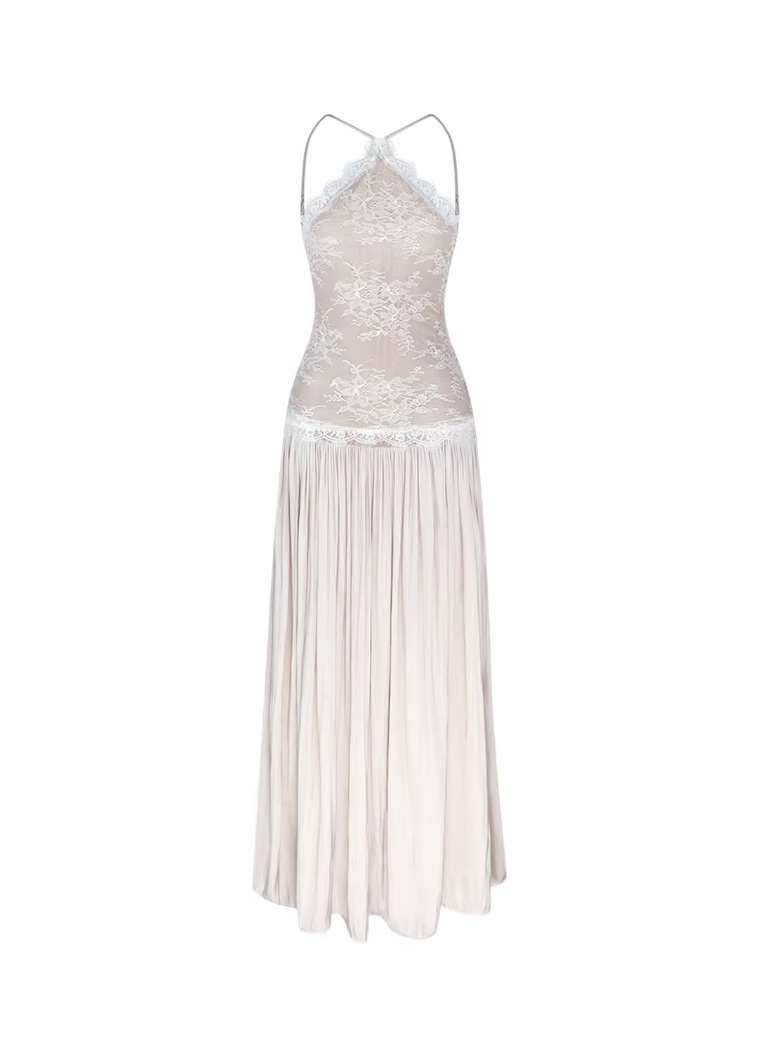 【dress】レースドッキングロングキャミワンピース Q8396