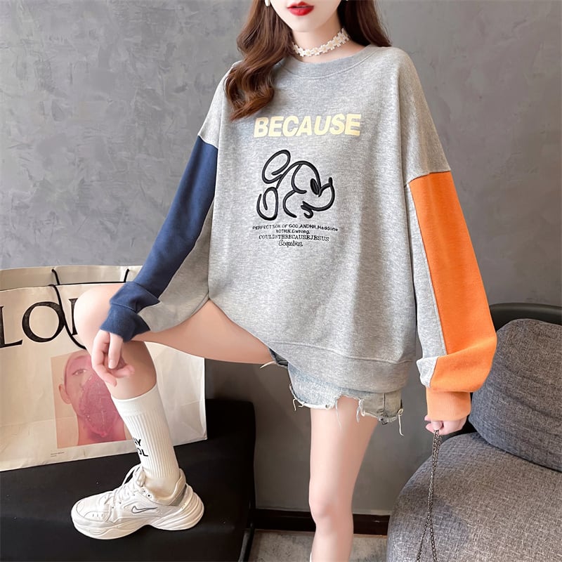 【tops】キュート長袖配色パーカーF6234