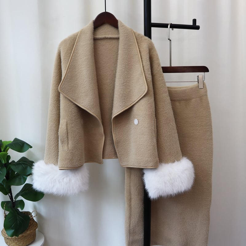 【set】ファーショートコート×スカートセット　M26374