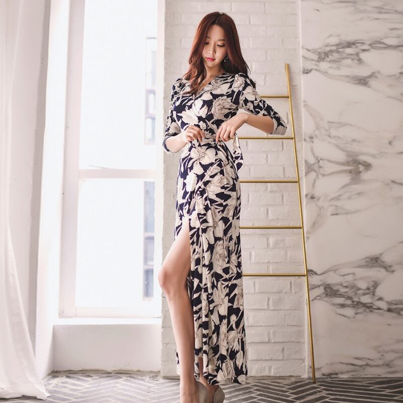 【dress】好感度UP!セクシー気質満点レトロ体型カバー着痩せVネックワンピース G2003