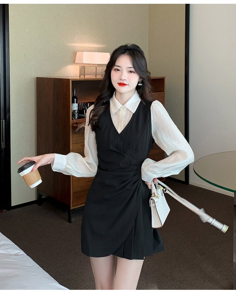 【dress】切り替えシャツワンピース　M25731