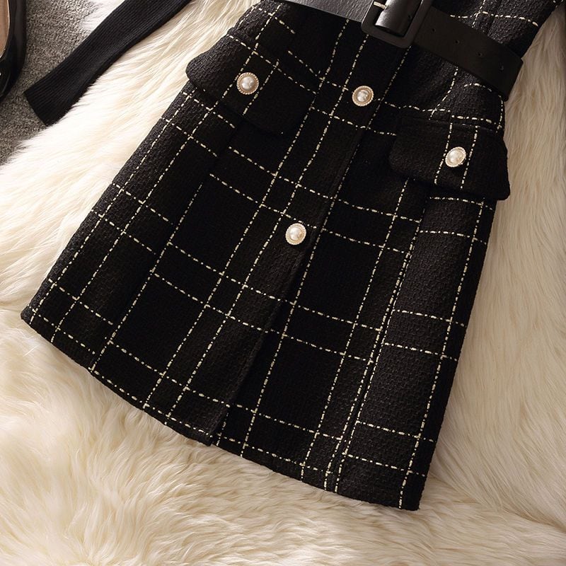 【set】ニットトップス×ベストワンピースセット Q8362