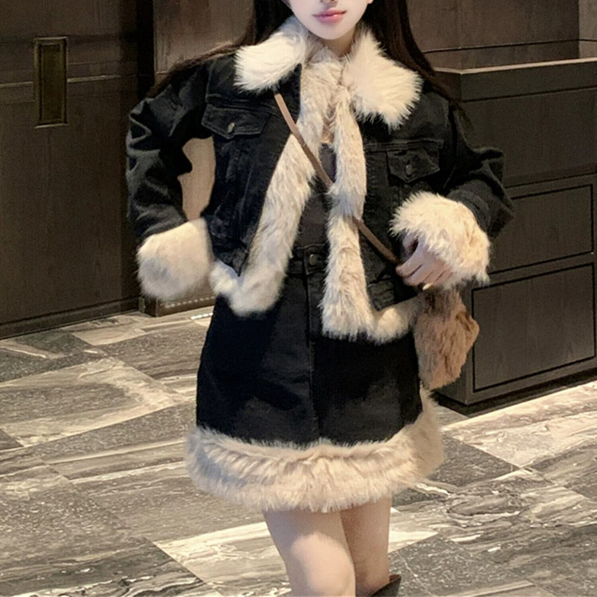 【set】ファー付きデニムセット　N2189