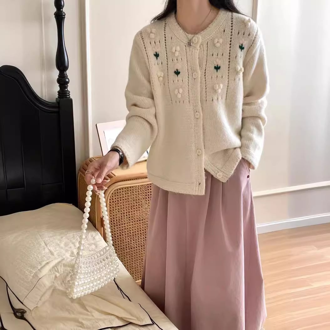 【outer】刺繍ニットカーデ　M25905