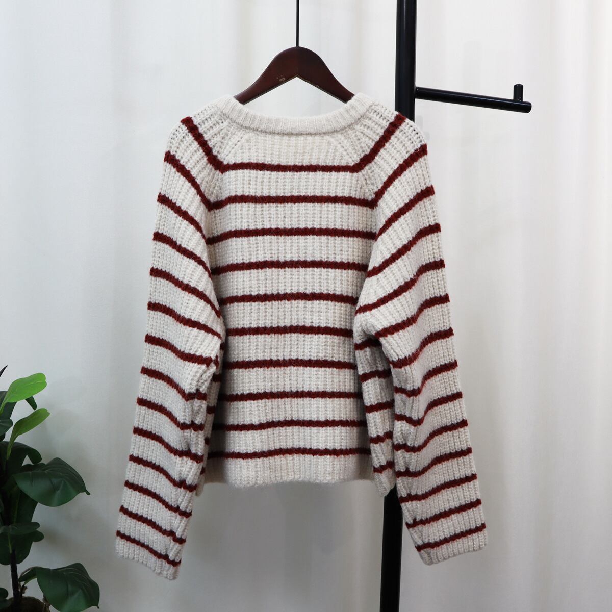【outer】ボーダー柄ニットカーデ　M18750