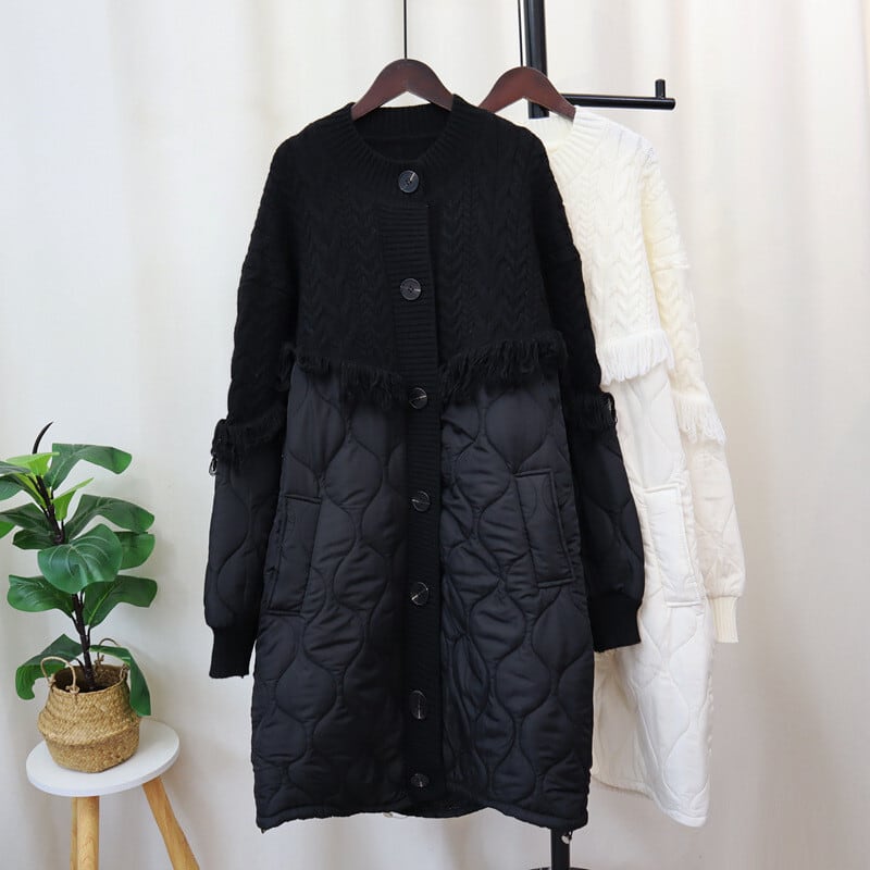【outer】ニット切り替え棉コート　M27168